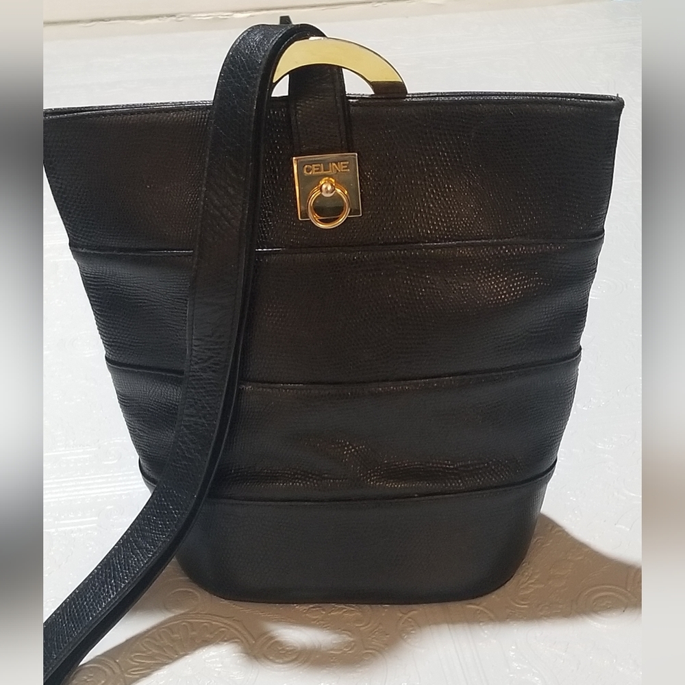 Celine Black Leather Bucket Bag - Picture 2 of 7
